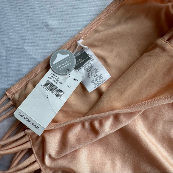 NWT O'Neill Lux Solids Peach High-Waisted Bikini Set - Picture 7 of 11